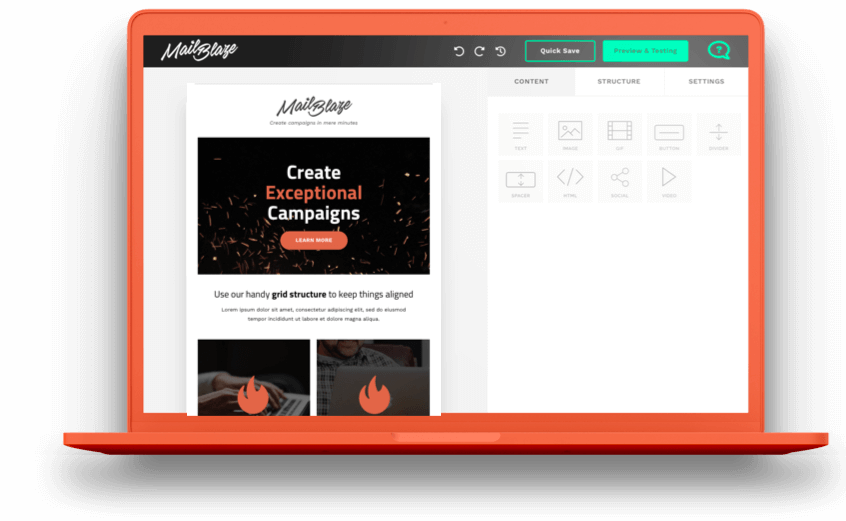 White tablet showcasing an email template in the email client Gmail with green gradient background